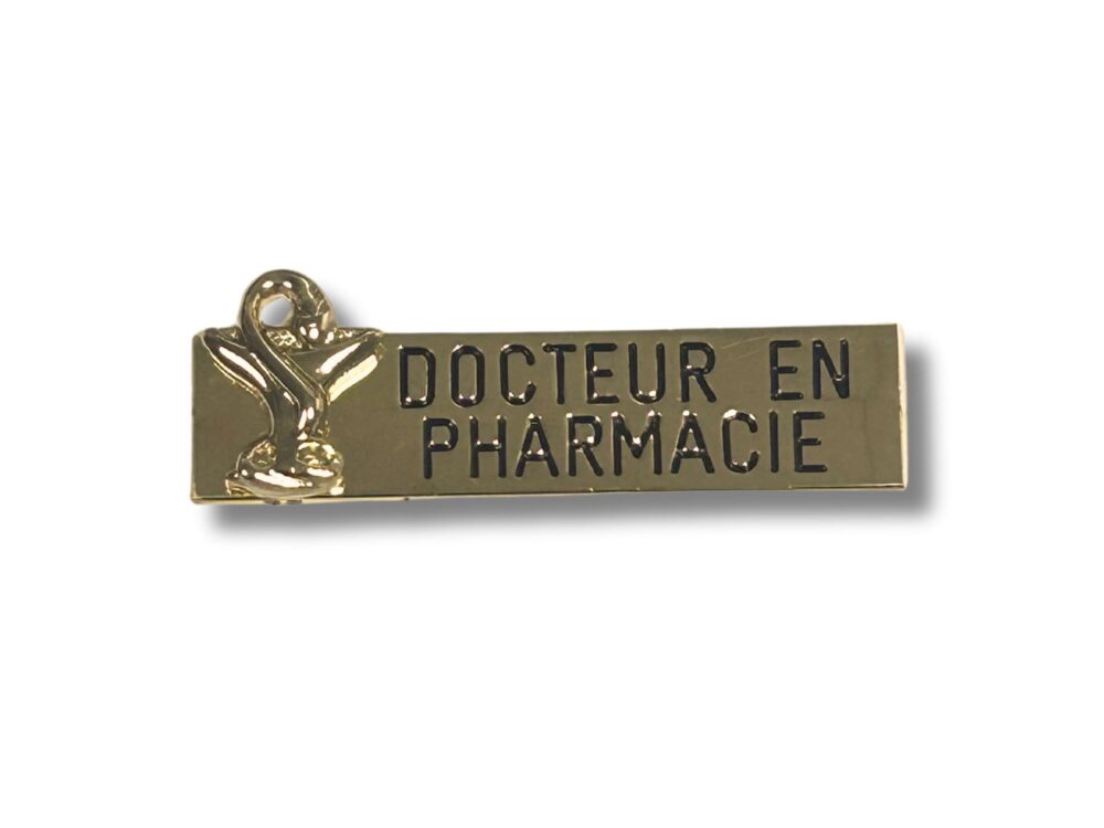 Badge dr en pharmacie plaqué or