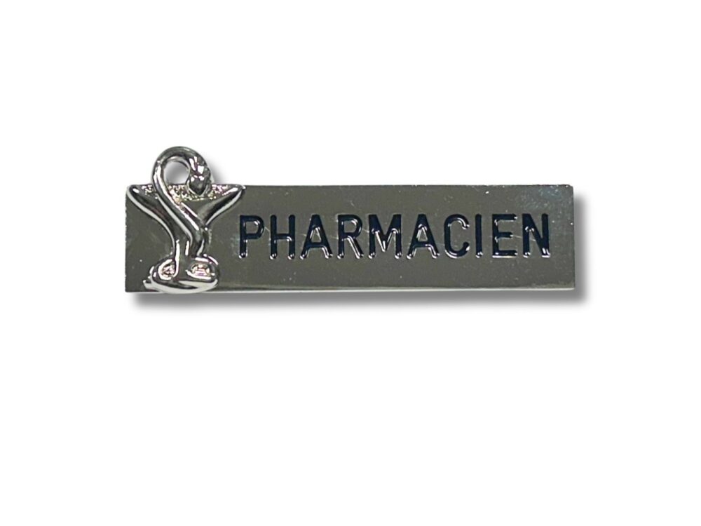 Badge pharmacien métal argenté – Image 2