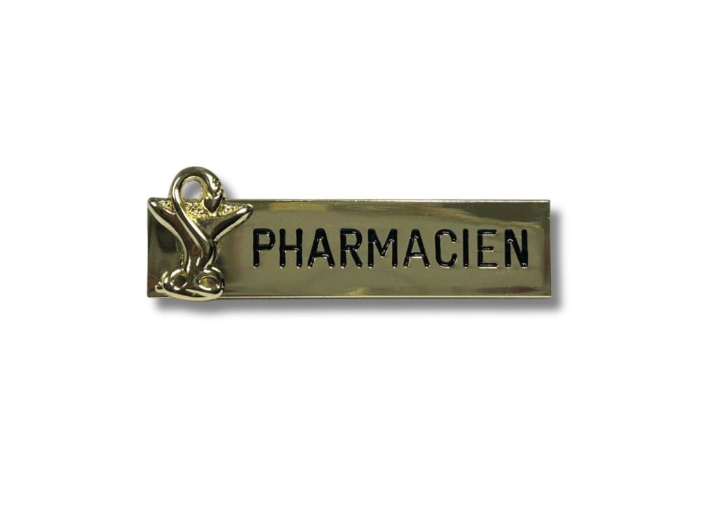 Badge pharmacien plaqué or – Image 2